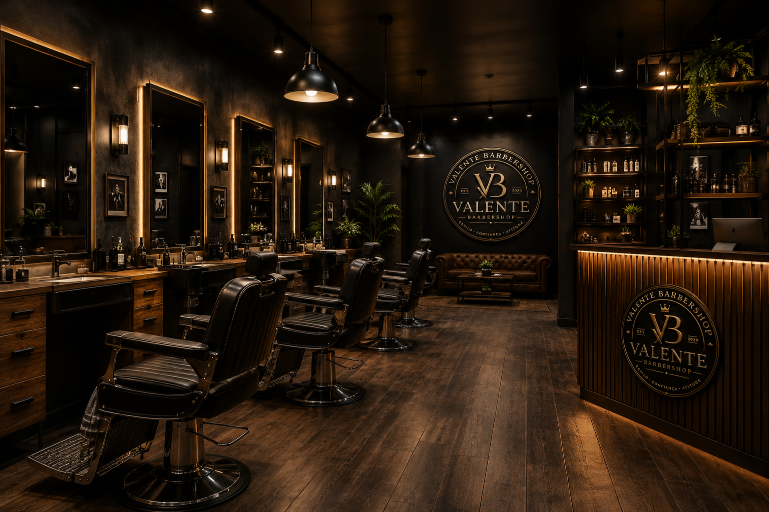 Vista geral da Valente Barbershop